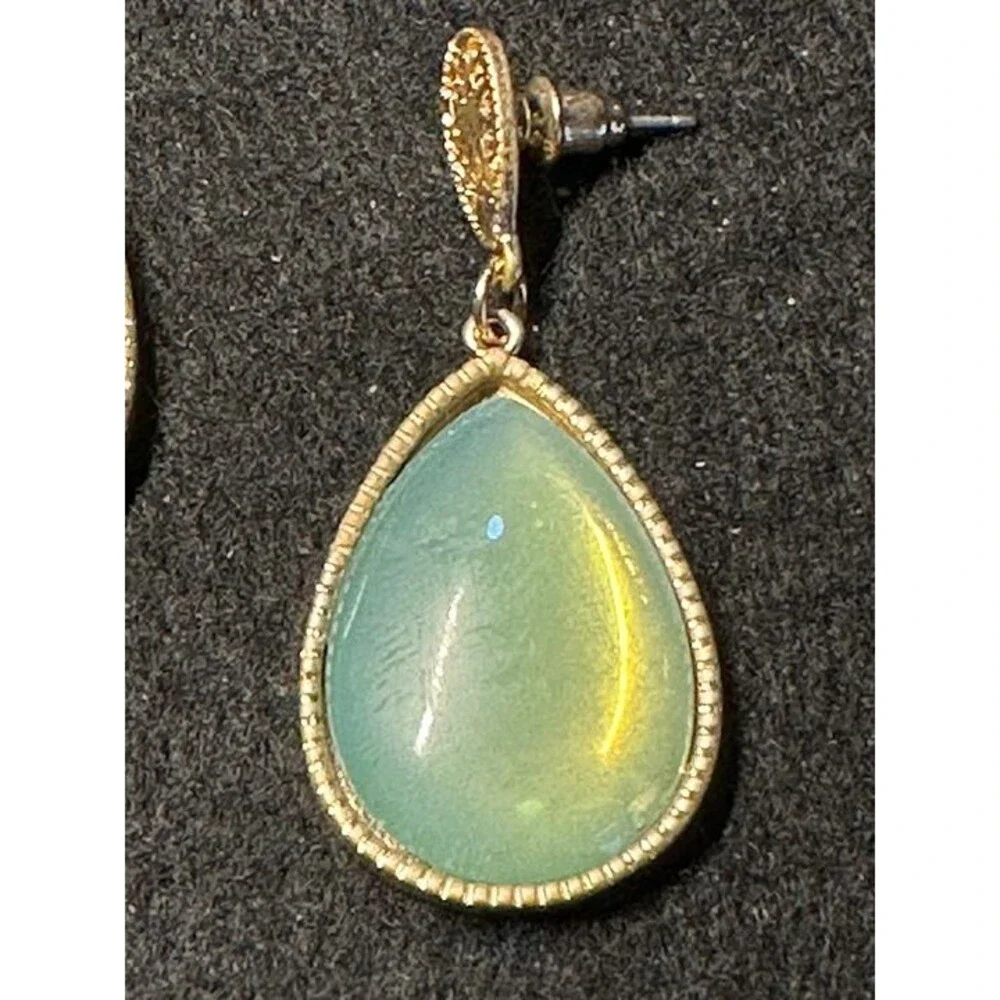 BP. Large Mint Green Teardrop Statement Earrings Gold Filigree NWT New Boho